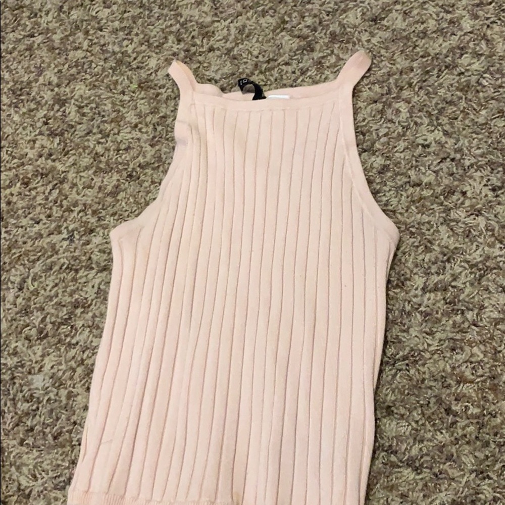 Cropped baby pink halter top